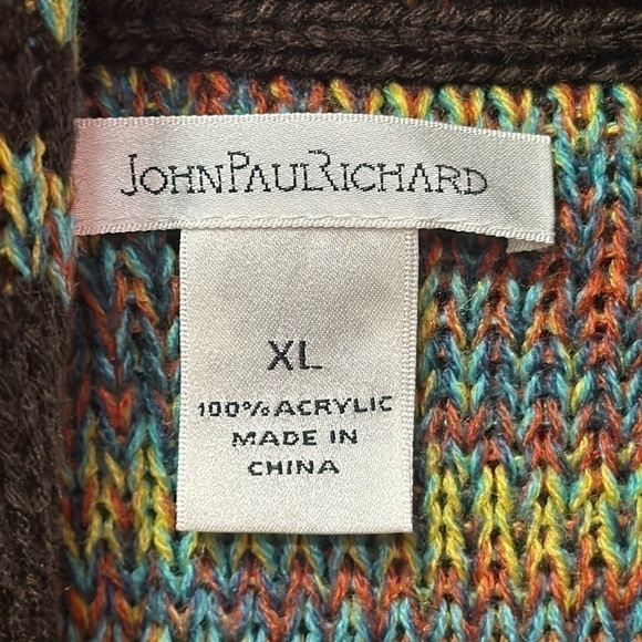JOHN PAUL RICHARD Women’s Brown/Multicolored Aztec Knitted Sweater Vest Size XL - Picture 3 of 3